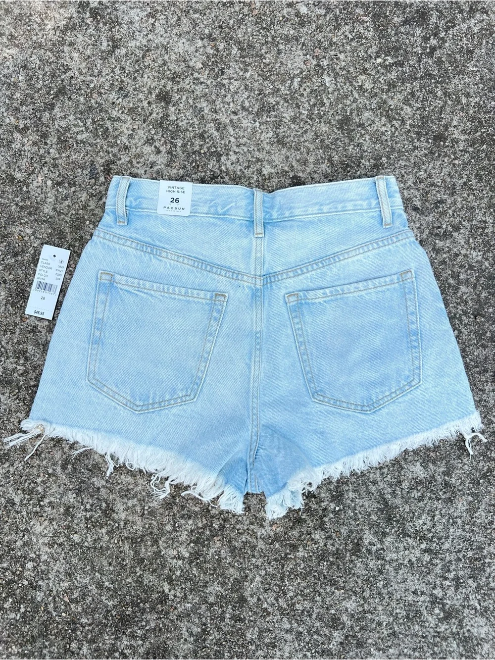 NWT PacSun Vintage High Rise Distressed Light Wash Denim Shorts Size 26